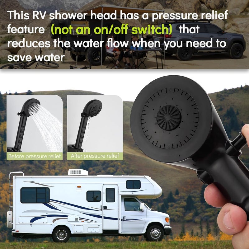 gcbcrit RV Shower Faucet with Hose and Head, RV Outdoor Shower Kits, RV Tub Faucet with Shower Diverter Outdoor Shower Kit Fits for RV/Campers,Travel Trailer,Motorhome (Bathtub Faucet Kit, Black) - Image 3